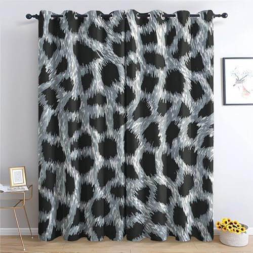 TAKUAN Leopardendruck Vorhänge Verdunklung svorhänge mit Muster Tierdruck, Vorhang Blickdicht mit Ösen Gardinen Wohnzimmer Schlafzimmer Kinderzimmer Dekoration 2er Set-175 x 140 (H X B)