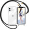 Nupcknn Handykette Hülle für iPhone 12 Mini Hülle TPU Bumper+PC Back Necklace(abnehmbar) Transparent Hülle mit Kordel zum Umhängen Handy Schutzhülle mit Band (Schwarz-Gold)