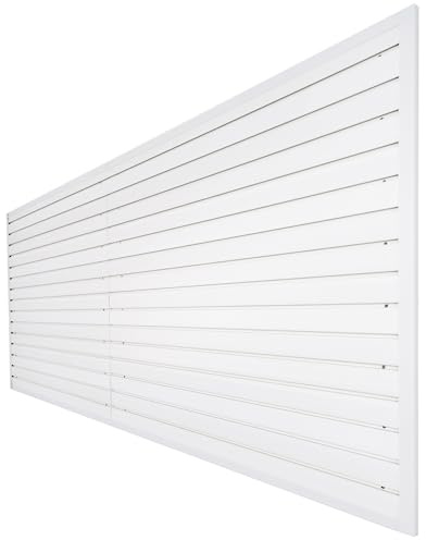 Panneaux muraux à lattes en PVC pour garage - 1,2 x 2,4 m - Panneau mural à lattes en PVC et support utilitaire de rangement robuste pour l'organisation des outils - Blanc