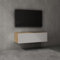 doporro Meuble TV Bas 100x40,2x30cm Armoire TV Marron Clair + Blanc Mat Table de Télévision Salon avec Porte Meuble TV Suspendu MBTV02