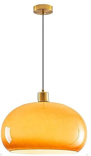 DZQWLL Glas-Pendellampen, orangefarbene Pendelleuchte mit Glasschirm, Kücheninsel-Deckenleuchte, Vintage orangefarbene Kuppel-Pendelleuchte für Wohnzimmer, Schlafzimmer, Flur
