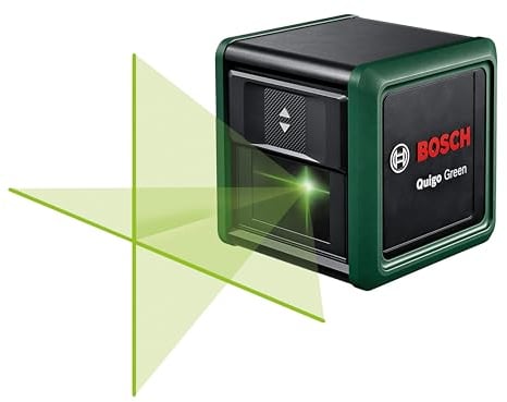 Bosch Home and Garden Kreuzlinienlaser Quigo Green mit Stativ (grüner Laser für bessere Sichtbarkeit, Gehäuse aus recyceltem Kunststoff, im E-Commerce Karton)