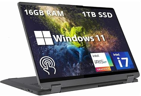 Lenovo IdeaPad Flex 5 16 2-in-1 2.5K IPS Touchscreen Laptop, Intel Core i7-1255U (10-core), 16GB RAM, SSD 1TB, tastiera retroilluminata, lettore di impronte digitali, Win 11 Home, grigio tempesta,