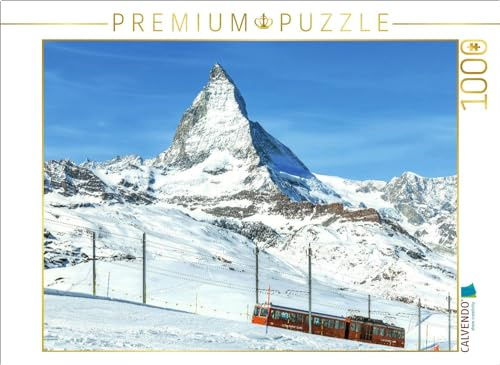 CALVENDO Puzzle Gornergratbahn vor dem majestätischen Mattherhorn | 1000 Teile Lege-Größe 64 x 48 cm Foto-Puzzle für glückliche Stunden