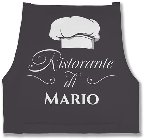 Schürze - Pizzaschürze Erwachsene - Ristorante di Name | Geschenk Pizza Zubehör | Pizzabäcker I Pizza Fan - 85x69 - Anthrazit - pizzaschürzen koch personalisiertes mütze schürzen