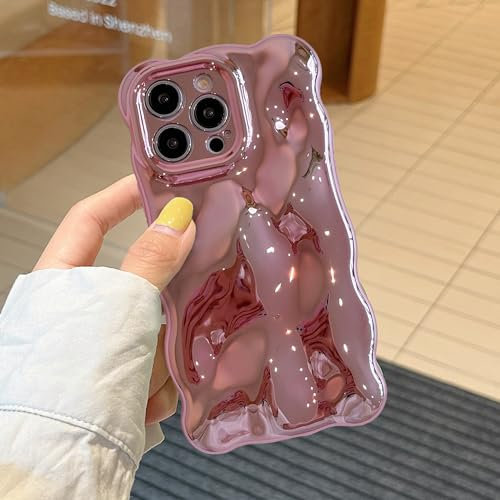 XIZYO Case for iPhone 12 Pro Max 6.7 inch, Cute Solid Color Curly Wave Shape Soft TPU Bumper Phone Case, for Women Girls Aesthetic Design Silicone Slim Shockproof Phone Cover, Pink