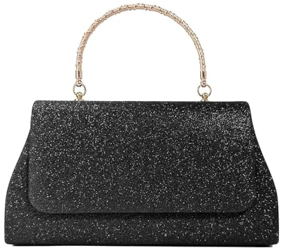 RPAEOY Damen Clutch Elegante Klassische Umschlagtasche Handtasche Glitzer Tasche Geldbörse Umhängetasche Portemonnaie Tasche für Hochzeit Abendparty Tanzparty Schwarz