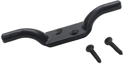 Cleat Hook 100mm Heavy Duty Black Coated Rope Cord Cleat Hook, Halyard Rope Cleat hook Flagpole Trailer Rope Roman Blind Cord Hooks Cleat Hooks for Washing Line with Screws - 4 inch (1)