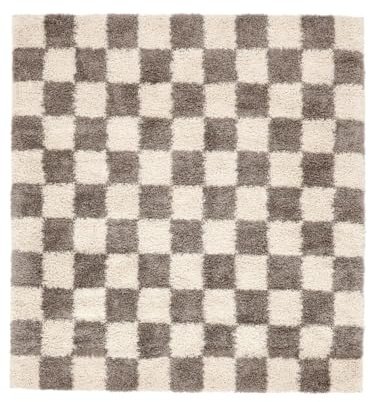 RugVista Chessie Teppich, 200 x 200 cm, Greige/Off Weiß | Moderne, Quadratisch, Niedriger Stapel, Nur chemische Reinigung, Oeko-Tex 100, Wohnzimmer, Schlafzimmer