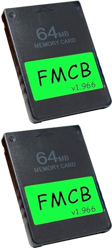 Skywin FMCB Free McBoot Card v1.966 for PS2 (2 Pack) - Plug and Play PS2 Memory Card - 64 GB Memory Card PS2 Runs Games in USB Disk or Hard Disk