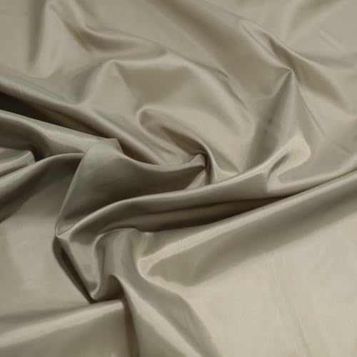 TOLKO 1m Futterstoff Meterware Futter-Taft | Blickdicht knitterarm | universal Stoff Dekostoff Kleiderstoff Hochzeitsstoff Kostümstoff | Stoffe zum Nähen Meterware Dekorieren (Taupe)