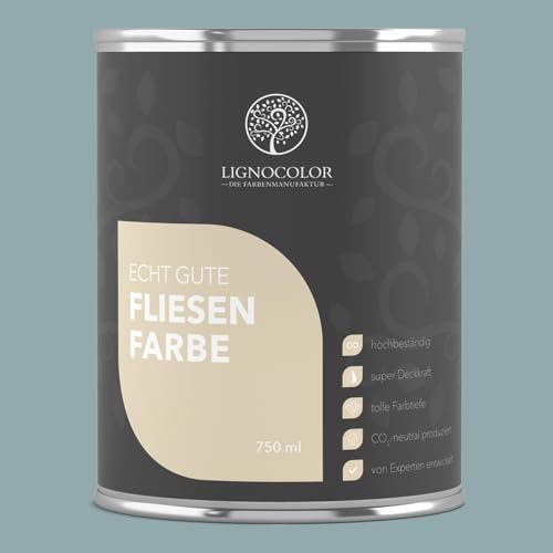 Lignocolor Fliesenfarbe matt | hochbeständige Farbe für Wand- & Bodenfliesen (Indian Ocean matt, 750 ml) | hochdeckend für den Innenbereich