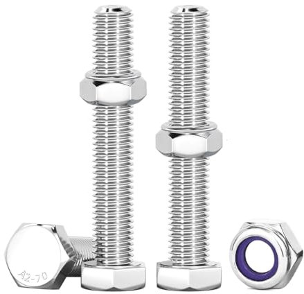 Drenky Boulons Et écrous, 10Pcs M6 X 60mm Boulons à Six Pans Avec écrous Assortiment Acier Inoxydable A2 V2A Vis Inox Et écrous Vis M6 Pour Meubles, Voitures, Vélos, Bateaux, Impression 3D