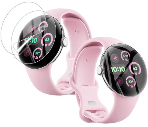 Anoowkoa Verre Trempé Compatible avec Google Pixel Watch 3 45mm TPU SOFT Film Protection Écran Ultra Résistant aux Rayures Protecteur de Téléphone Portable pour Écran Complet, 2 Pièces