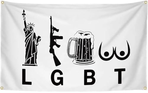 Lpitoy Drapeau LGBT Liberty Guns Beer, Motivation, Inspiration, Bureau, Salle De Sport, Décoration Murale, Dortoir, Bannière LGBT, Drapeaux Amusants pour Décoration Intérieure Extérieure