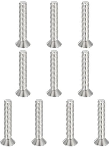 PATIKIL 5/16-18 x 2 Viti a Testa Svasata Piatta, 10Pz Bulloni a Testa Piana Guida Esagonale Viti per Macchine Acciaio Inossidabile 304 18-8 Filettatura Completa Grado 6.8