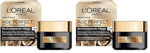 L'Oréal Paris Tagespflege, Anti-Aging Gesichtspflege zur Förderung der Zellregeneration, Mit Antioxidantien Formel und Vitamin E, Age Perfect Zell Renaissance, 50 ml (Packung mit 2)