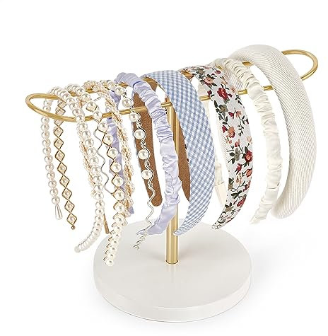 Mkono Stirnband Halter Metall Stirnband Organizer Haar Hoop Display Stand, Haar Zubehör Organizer Lagerung Haar Seile Armbänder Armreifen College Dorm Raum Dekor für Frauen und Mädchen, Gold