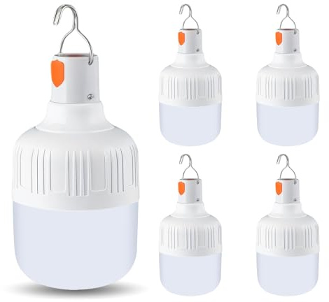 LIAISIMI Lot de 5 Lanterne Camping LED, Lampe Camping Rechargeable, 3 Modes, 500 Lumens, Lumière d'extérieur portable pour Tente, Pêche, Randonnée, Urgence, Garage