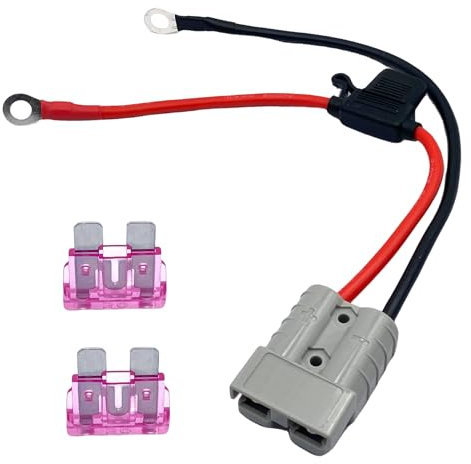 Câbles de batterie 600 V 50 A, connecteurs rapides, câbles de batterie de calibre 10 avec joint torique et fusibles pour transfert d'énergie de batterie