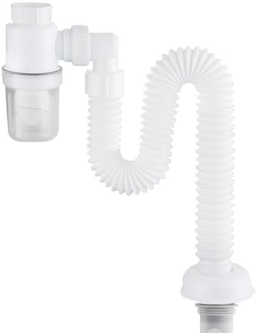 DASIAUTOEM 1 1/4 Zoll Siphon, Flexibler Ablaufschlauch Raumsparsiphon für das Badezimmer Austauschbarer Abwasserrohr Abflussrohr mit Geruchsverschluss Ausziehbar von 290-820 mm