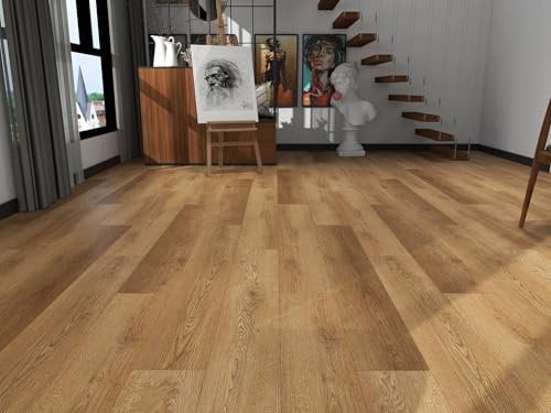 Built Right SPC Vinyl Click Lock Flooring – Country Oak Wood Effect Planks, 6.5mm Thick, Easy DIY Interlocking Installation, Luxury Vinyl Flooring for Bathroom, Kitchen, Bedroom – 1.79m² Pack