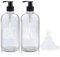 Topsky Glass Soap Dispenser with Plastic Pump, 470ml Liquid Hand Soap Dispenser, Rustproof Pump for Kitchen & Bathroom, Great for Lotions, Essential Oil, Liquid Soaps (2 Pack Transparent with Funnel)
