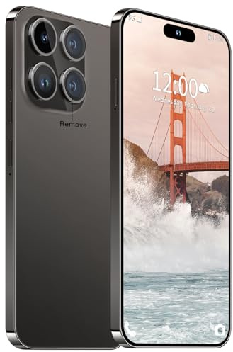 Huness 14PROMA X Smartphone Unlocked Cell Phone,Battery 6800mAh 6.82 HD Screen Unlocked Phones,16+512GB Android 14 with 128GB Memory Card,Dual SIM/Fingerprint Lock/Face ID/GPS (Black, 16+512G)