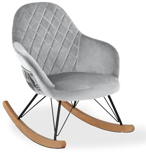 LS MH Dahlia Nursery Rocking Chair Grey Velvet, 83x66x59cm (DxWxH)