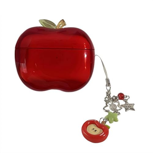 Fruit Wireless Earbuds Case Compatible with AirPods Pro - Transparent TPU Shockproof Protective Cover with Gift Pendant,Cute Fruit Design Case (Red for Airpods Pro2)