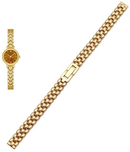 Overhil1s Damen Edelstahlarmband 6mm 8mm 10mm Silber Golden Armband Ersatzarmband Mode Metall Uhrenarmband(Gold,6mm)
