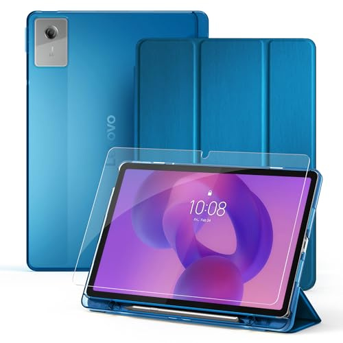 CACOE Cover con Lenovo Idea Tab 11 pollici 2025 | Custodia con Pellicola Protettiva , NeroUltra sottile con funzione di supporto, Slim, in PU ,Blu Pavone