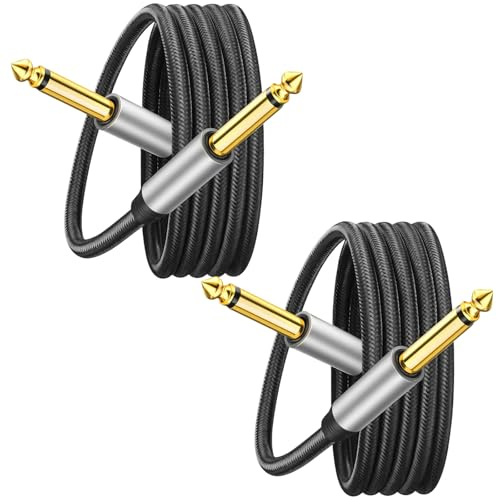 GYTFOG 2 Pack Guitar Cables, Electric Guitar Cable with 3m Length, Braided Lead Jack Cord, 6.35 mm Balanced Line for Electric Guitar Bass Keyboard Mixer Amplifier