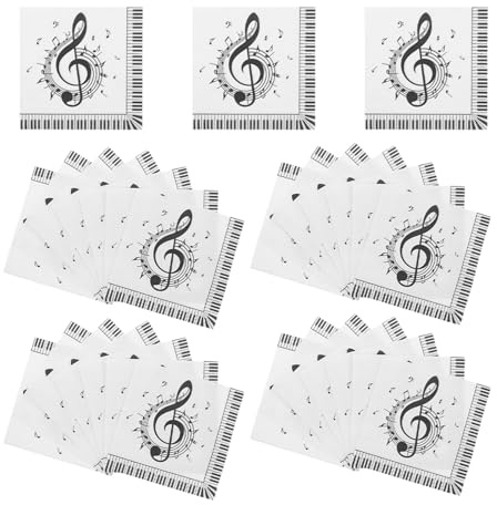 Servietten mit Musikmotiven Papier für Feiern und Picknicks | Notenpapier Design, Einwegservietten für Tische, Dekorativ bei Festen und Hochzeiten, 100 Stück