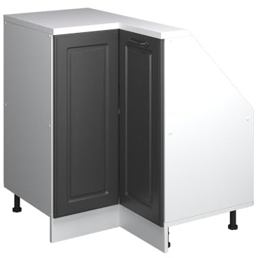 Vicco Dachschrägen-Eckschrank Rion, Anthrazit Landhaus/Weiß | B75.6 x T46 cm, mit 1 Tür, platzsparend für Dachschrägen