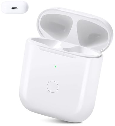 Wireless Charging Case Replacement for Air-Pods 1 & 2,Charger Case with Bluetooth Pairing Button (Rear Position), Supports QI Wireless & TYPE-C Cable Charging, 550mAh Battery - Earbuds Not Included