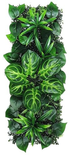 AGARES Artificial Green Wall Panel 25×75cm, Lifelike Faux Plant Wall Decor, Modular Fake Grass & Flower Wall for Background Wall, Feature Wall, Wedding and Store Display (B)