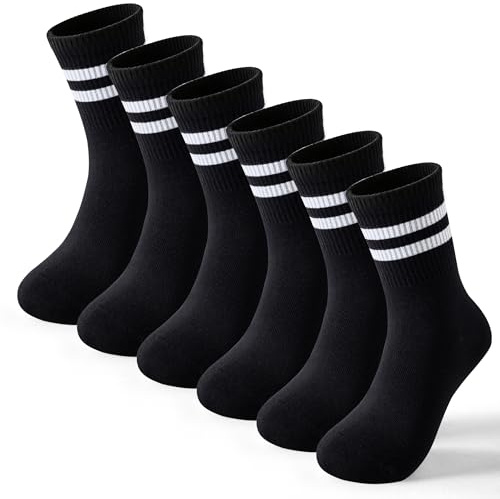BISOUSOX Chaussettes Garçon Sans Couture Enfant Coton Chaussette D'école Sport pour L'entraînement à La Course à Pied Fille Respirant 6 Paires Cadeau de Rentrée Scolaire
