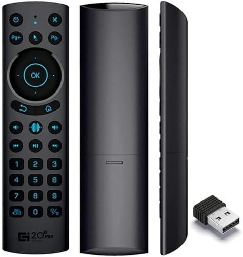 G20s Voice Remote Control Air Mouse with 2.4G USB Dongle, Backlit Bluetooth Remote Control Air Mouse for Android TV Box, Smart TV, Laptop, PC, Projector, HTPC, Media Player, Black