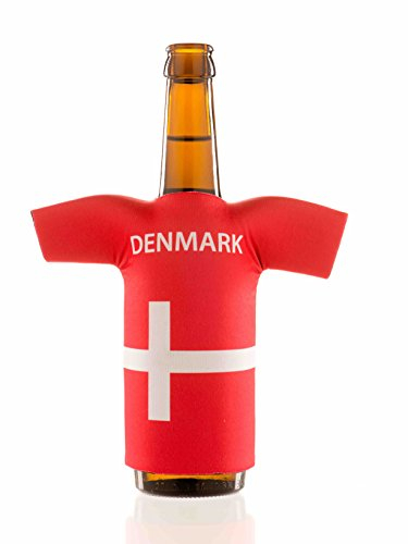Das original Flaschentrikot Dänemark Design - klassisches Flaggen Design - Getränkekühler aus Neopren - Dänemark Fanartikel