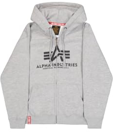Alpha Industries Basic Zip Hoody Kapuzensweat für Herren Grey Heather