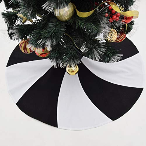 Gireshome - Gonna per albero di Natale, 127 cm, in pile bianco e nero, motivo: lecca-lecca, decorazione per albero di Natale, decorazione natalizia