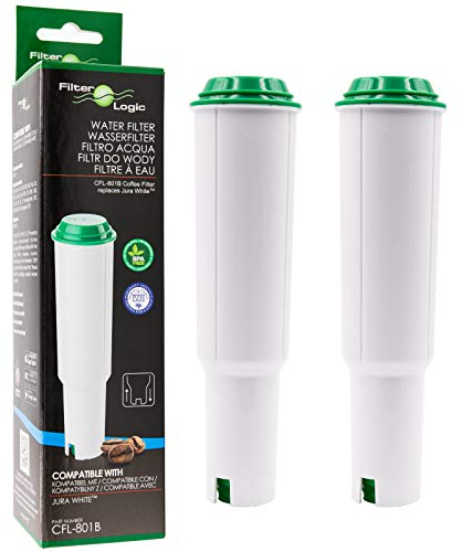 FilterLogic CFL-801B | 2x Filterpatronen kompatibel mit Jura WHITE 60209 68739 62911 Wasserfilter für Jura Kaffeemaschine, Kaffeevollautomat - Bj. bis 10-2009 - Steck Filter, Filterkartusche