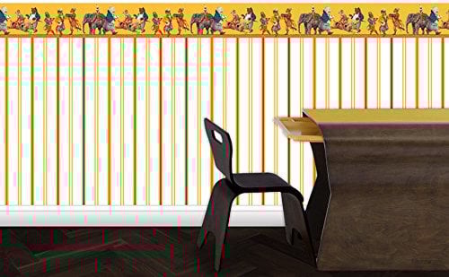 Lustig bunte Streifentapete Au Cirque - Vlies Tapete Streifen - Klassische Wanddeko - GMM Design Wandtapete für edle Wohnakzente (für halbhohe Wände H: 1,5m B: 46.5cm)