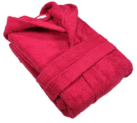 Maè Accappatoio unisex con cappuccio tinta unita art. Ambient in pura spugna idrofila (bordeaux, XL)