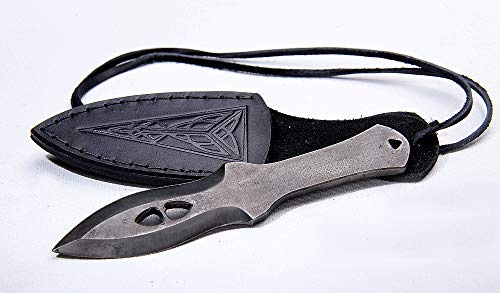 Toferner Handgeschmiedetes Federstahl Messer im keltischen Stil - Scharfe & spitze Klinge mit Echtledertasche - für Kunst- & Kulturliebhaber - Gesamtlänge 15 cm