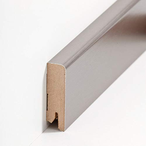 Chemnitz, battiscopa 58 x 16 mm, rivestito in MDF, 716.733, battiscopa professionale, in acciaio inox spazzolato, misura 2