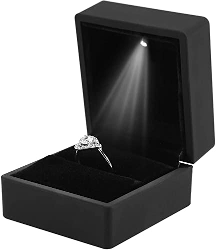 Salmue Schmuck-Geschenkbox mit LED-Licht, Halskette, Armband, Ringe, Anhänger, Aufbewahrungsetui für Hochzeitsvorschlag, Verlobung, Valentinstag, Geburtstag, Charms (Ring), 1, 1 Unité (Lot de 1),