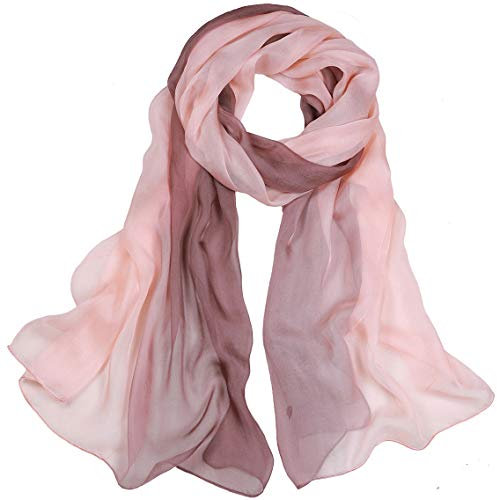 LEIDAI Seidenschal Damen Blau Farbverlauf | 100% Seide, Lang, Leicht, Sonnenschutz, Anti-allergisch