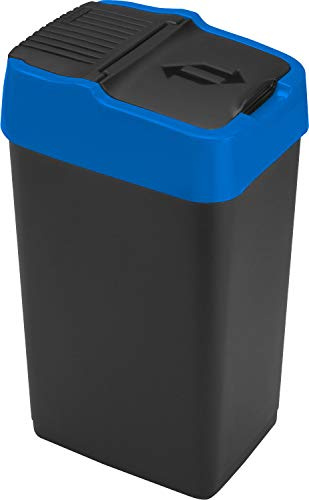 Sterling Ventures 18L Plastic Indoor Recycling Bin with Double Swing Lid Top Colour Coded (Blue)